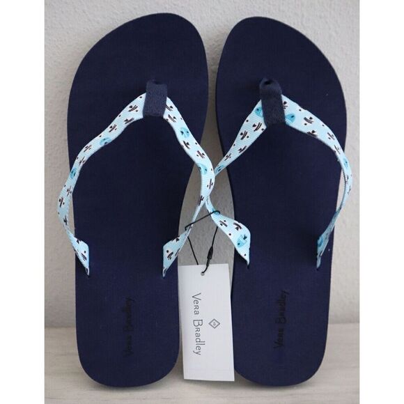 Vera Bradley 29359-15419L Sz L 9-10 Antilles Treasure Webbing Strap Flip Flops - Picture 8 of 8